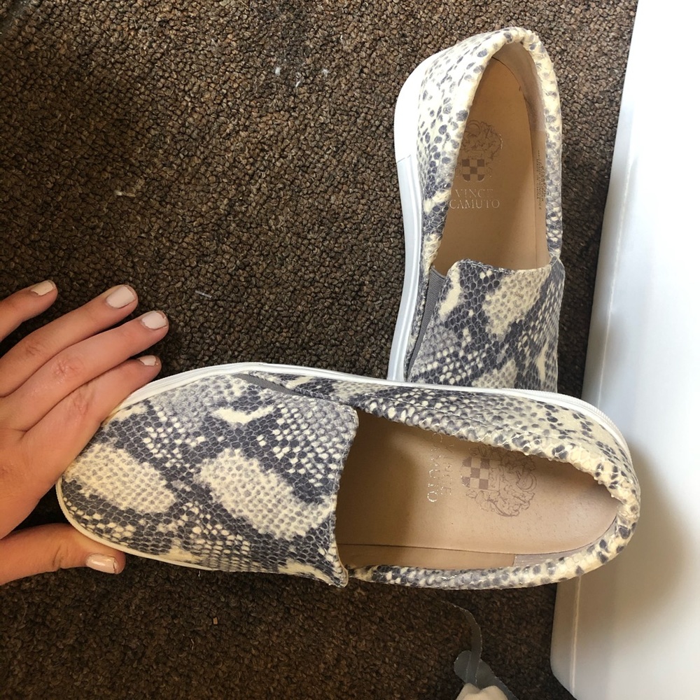 Snakeskin slip ons